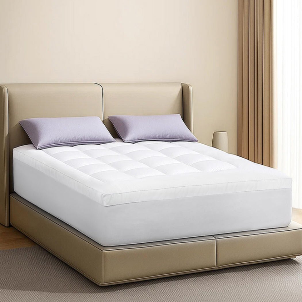 1000GSM Bamboo Pillowtop Mattress Topper Queen - White - Rivercity House & Home Co. (ABN 18 642 972 209) - Affordable Modern Furniture Australia