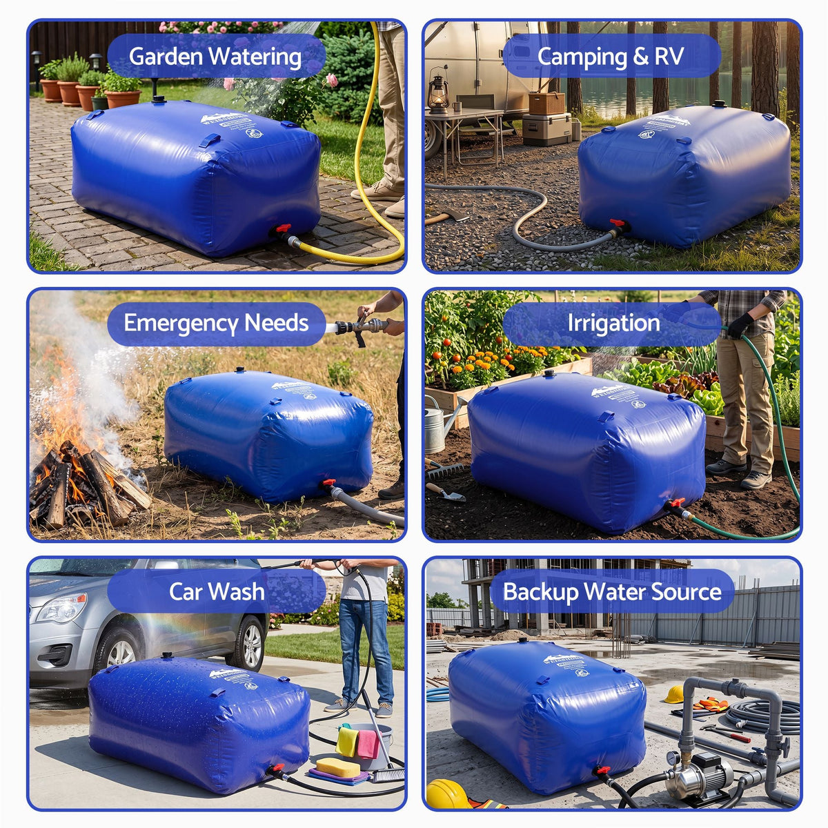 1000L Portable Water Bladder Storage Tank for Camping Outdoor - Blue - Outdoor Recreation > Camping > Camping Appliances - Rivercity House & Home Co. (ABN 18 642 972 209) - Affordable Modern Furniture Australia