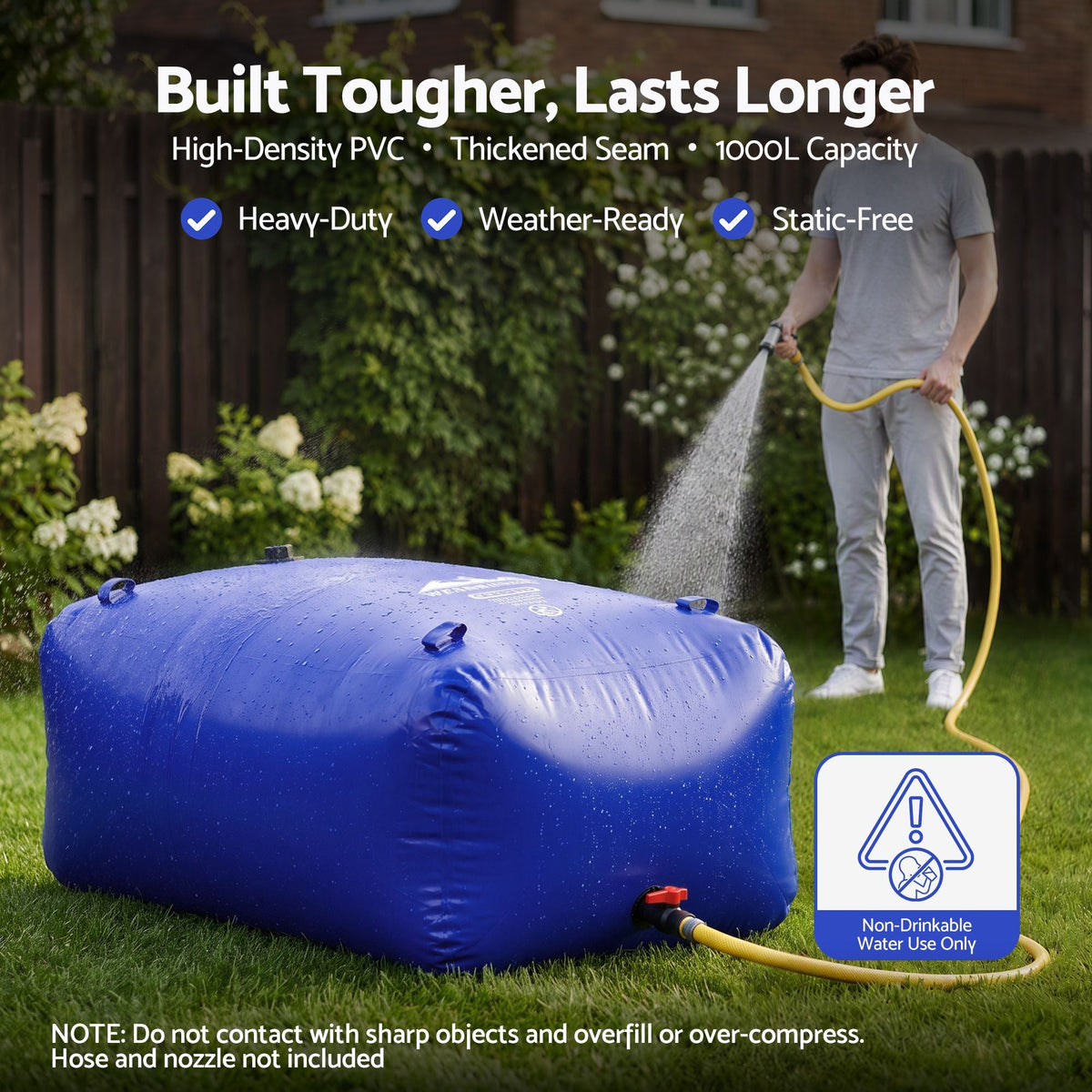 1000L Portable Water Bladder Storage Tank for Camping Outdoor - Blue - Outdoor Recreation > Camping > Camping Appliances - Rivercity House & Home Co. (ABN 18 642 972 209) - Affordable Modern Furniture Australia