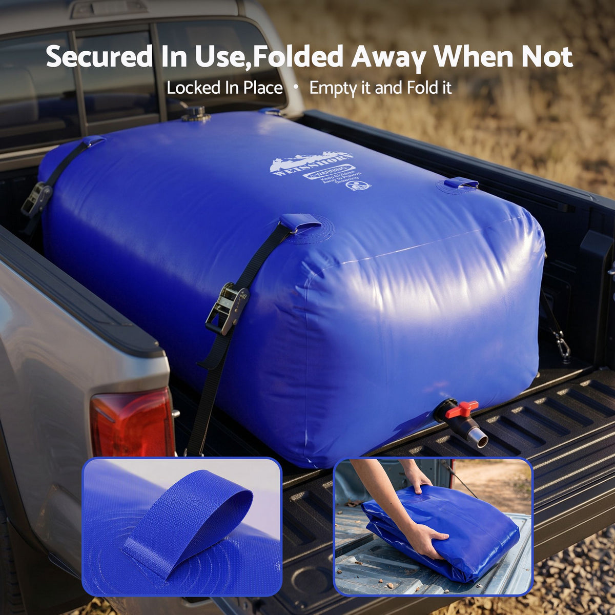 1000L Portable Water Bladder Storage Tank for Camping Outdoor - Blue - Outdoor Recreation > Camping > Camping Appliances - Rivercity House & Home Co. (ABN 18 642 972 209) - Affordable Modern Furniture Australia
