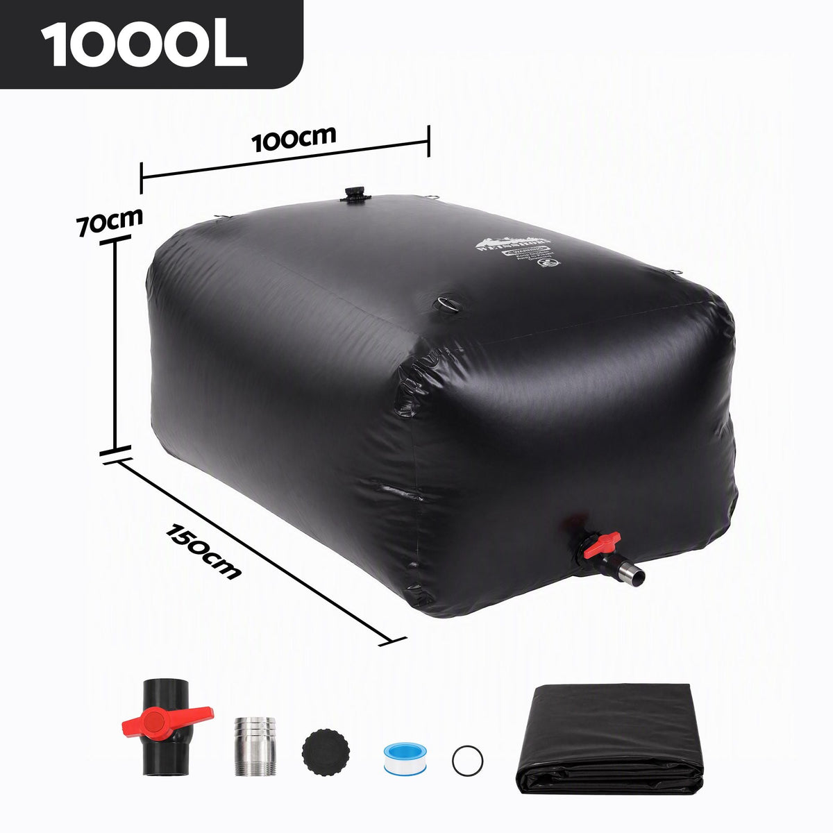 1000L Portable Water Bladder Storage Tank for Camping Outdoor Use - Black - Outdoor Recreation > Camping > Camping Appliances - Rivercity House & Home Co. (ABN 18 642 972 209) - Affordable Modern Furniture Australia