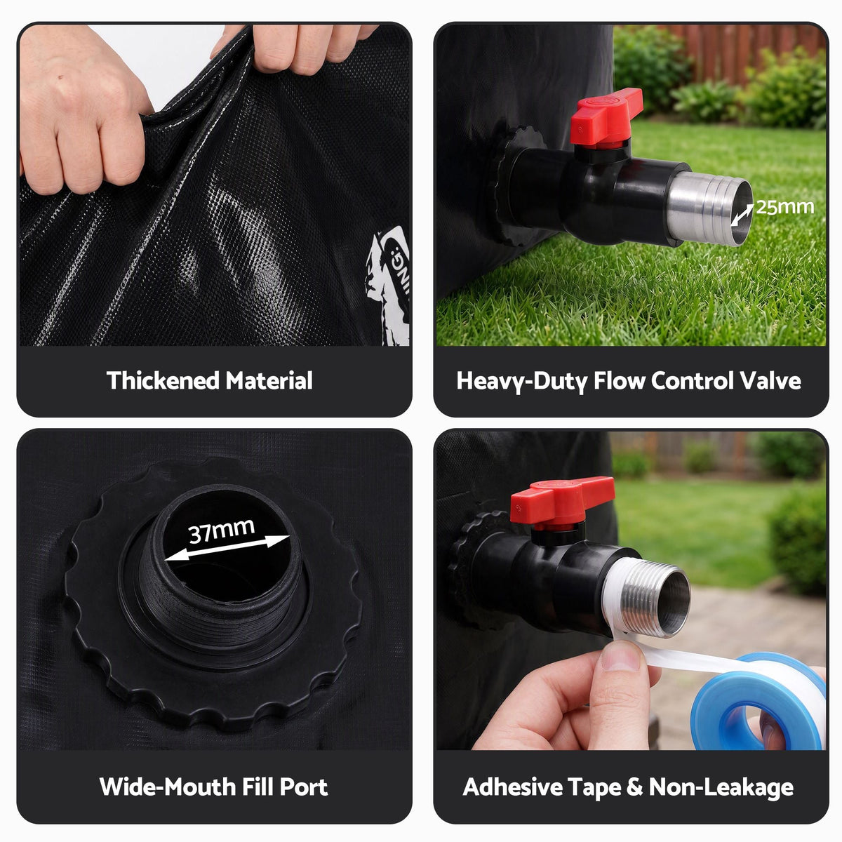 1000L Portable Water Bladder Storage Tank for Camping Outdoor Use - Black - Outdoor Recreation > Camping > Camping Appliances - Rivercity House & Home Co. (ABN 18 642 972 209) - Affordable Modern Furniture Australia