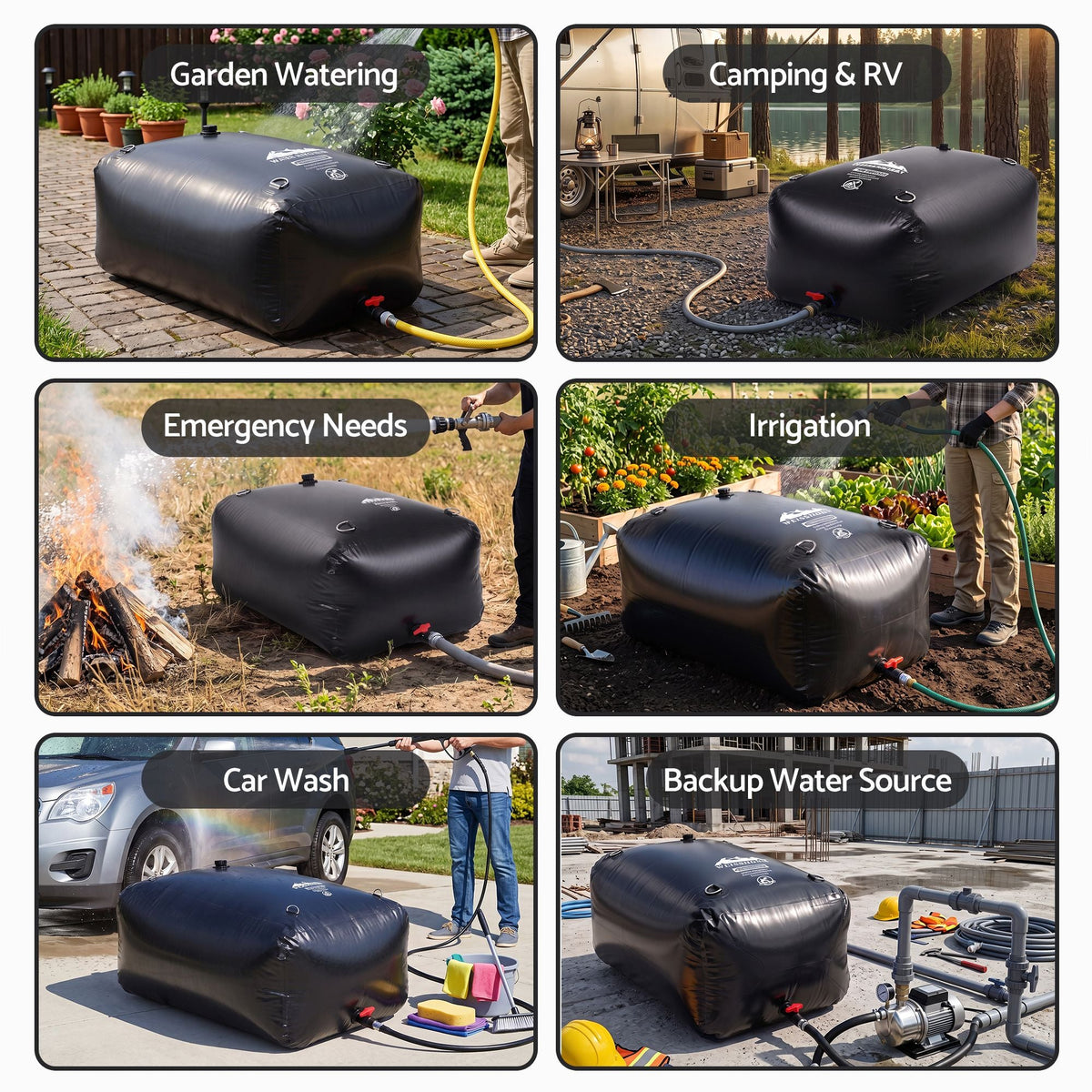 1000L Portable Water Bladder Storage Tank for Camping Outdoor Use - Black - Outdoor Recreation > Camping > Camping Appliances - Rivercity House & Home Co. (ABN 18 642 972 209) - Affordable Modern Furniture Australia