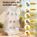 100cm Bird Cage Aviary for Parrot and Budgie with Multiple Doors and Feeders - White