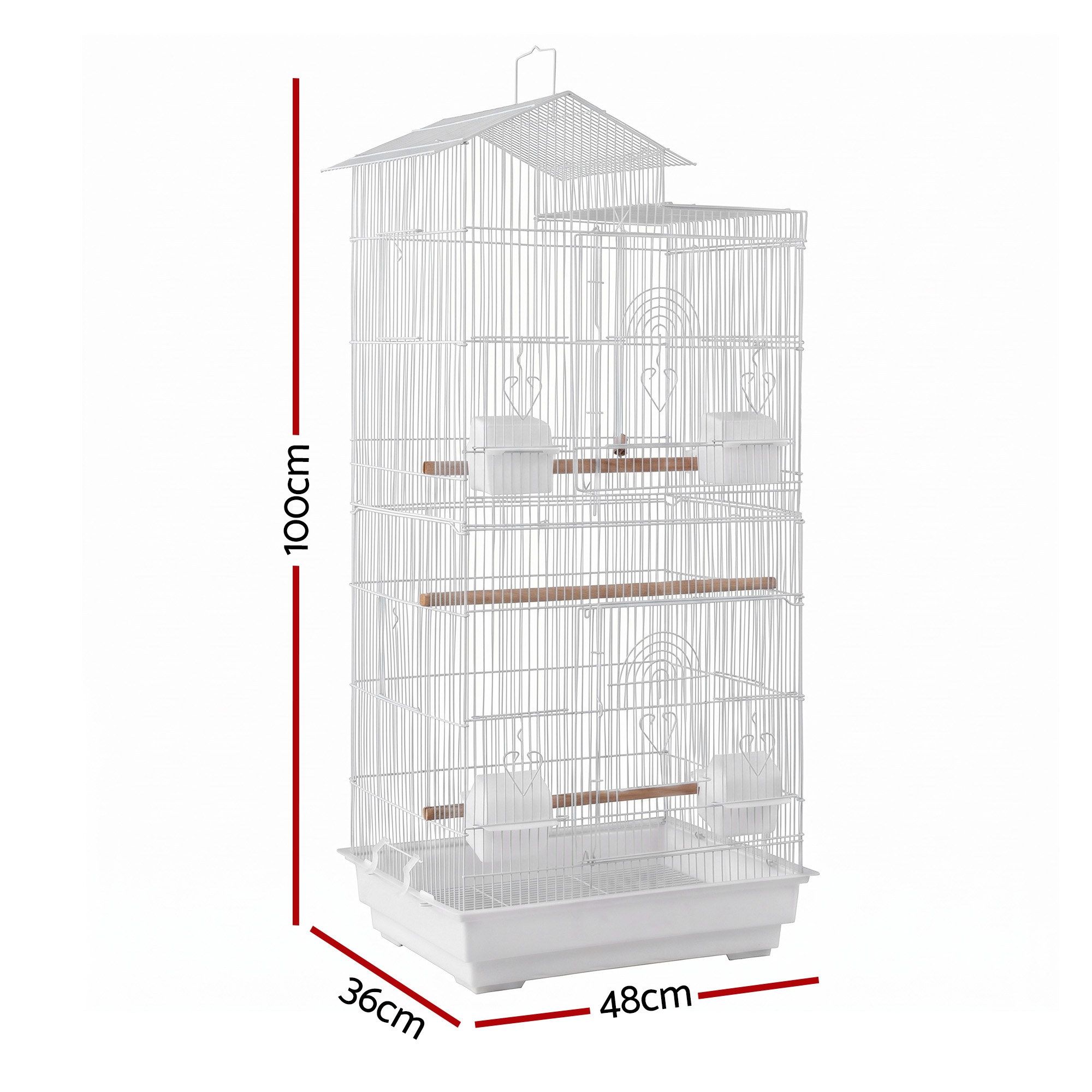 100cm Bird Cage Aviary for Parrot and Budgie with Multiple Doors and Feeders - White - Pet Care > Bird > Bird Cage Accessories - Rivercity House & Home Co. (ABN 18 642 972 209) - Affordable Modern Furniture Australia