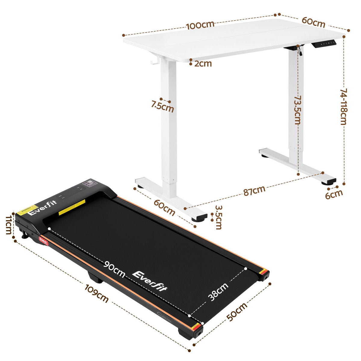 100cm Motorised Standing Desk Treadmill for Home Office - White - Furniture > Office > Desks - Rivercity House & Home Co. (ABN 18 642 972 209) - Affordable Modern Furniture Australia