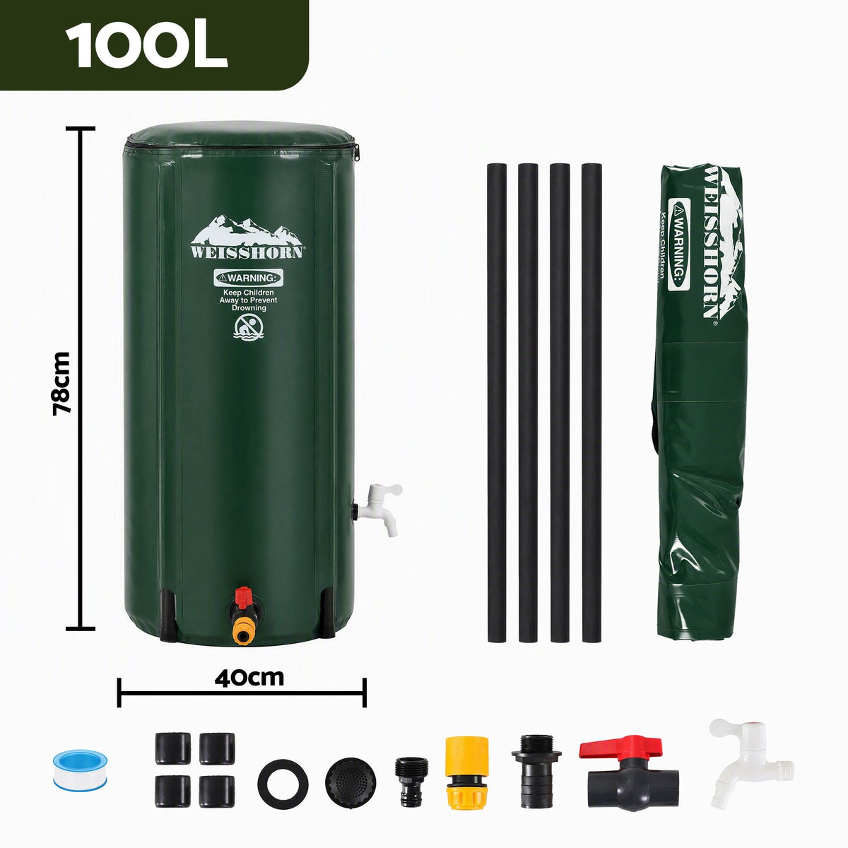 100L/22Gal Collapsible Rain Barrel Water Storage Tank for Garden Irrigation - Outdoor Recreation > Camping > Camping Appliances - Rivercity House & Home Co. (ABN 18 642 972 209) - Affordable Modern Furniture Australia