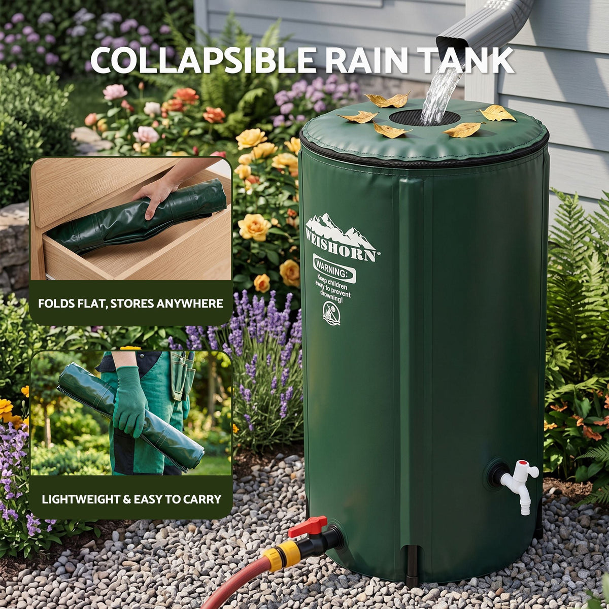 100L/22Gal Collapsible Rain Barrel Water Storage Tank for Garden Irrigation - Outdoor Recreation > Camping > Camping Appliances - Rivercity House & Home Co. (ABN 18 642 972 209) - Affordable Modern Furniture Australia
