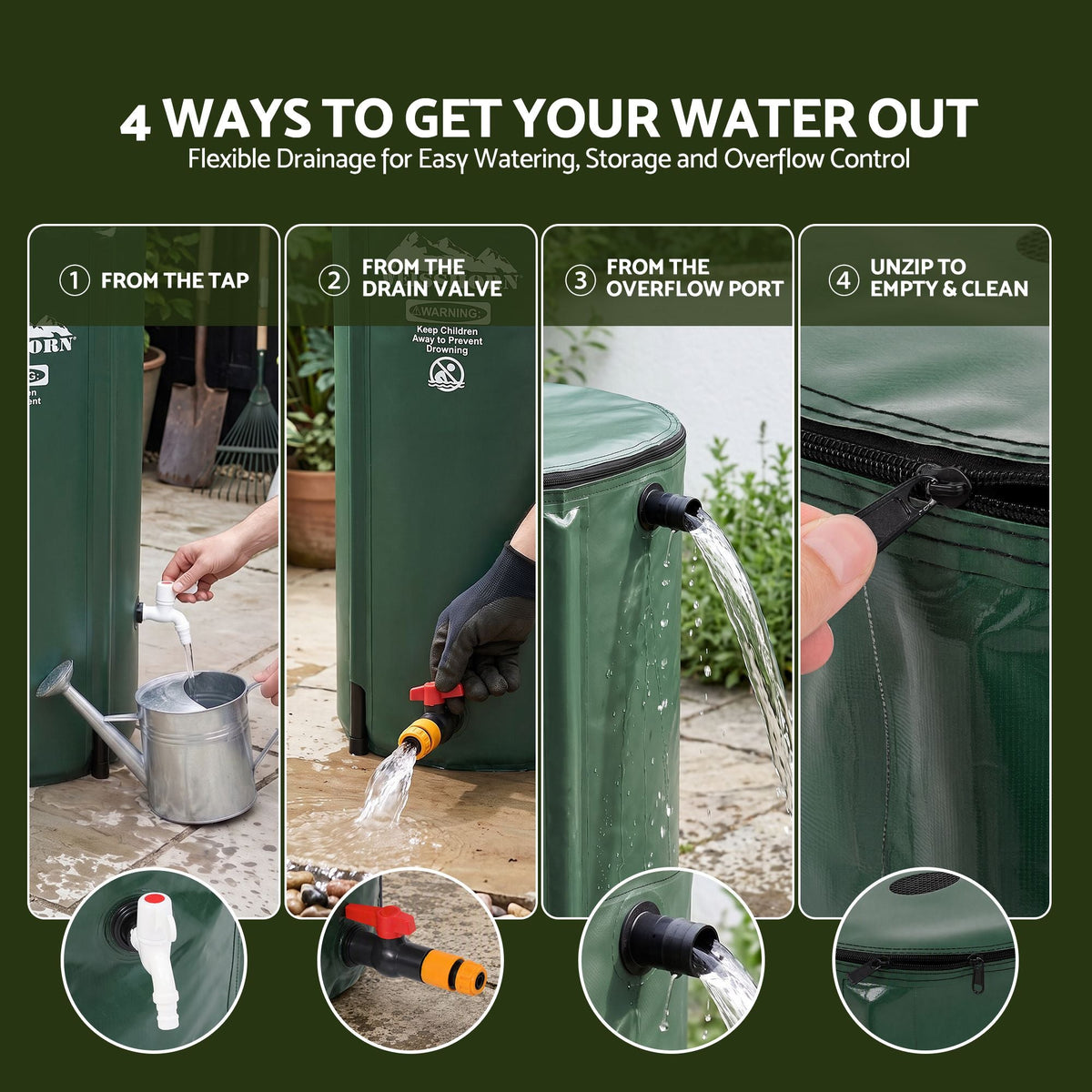 100L/22Gal Collapsible Rain Barrel Water Storage Tank for Garden Irrigation - Outdoor Recreation > Camping > Camping Appliances - Rivercity House & Home Co. (ABN 18 642 972 209) - Affordable Modern Furniture Australia