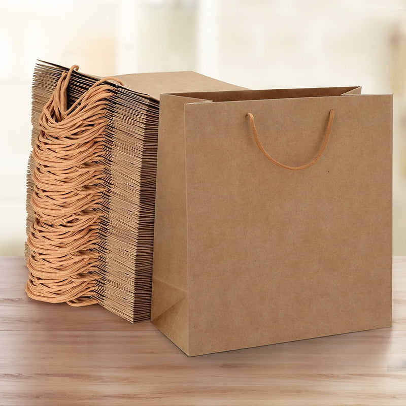 100pcs Bulk Kraft Paper Bags Pack Brown Shopping Retail Gift Bags Reusable Brown - Commercial > Packaging - Rivercity House & Home Co. (ABN 18 642 972 209) - Affordable Modern Furniture Australia