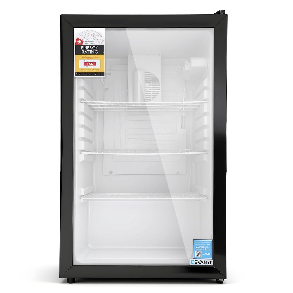 105L Bar Fridge Glass Door Mini Fridge Countertop Cooler Black - Appliances > Fridges & Freezers > Fridges - Rivercity House & Home Co. (ABN 18 642 972 209) - Affordable Modern Furniture Australia