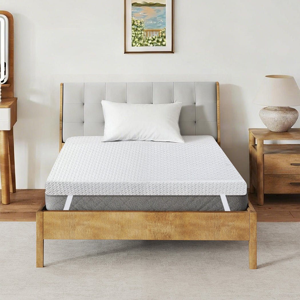 10cm Dual - Layer Gel Bamboo Charcoal Memory Foam Mattress Topper - White - Rivercity House & Home Co. (ABN 18 642 972 209) - Affordable Modern Furniture Australia