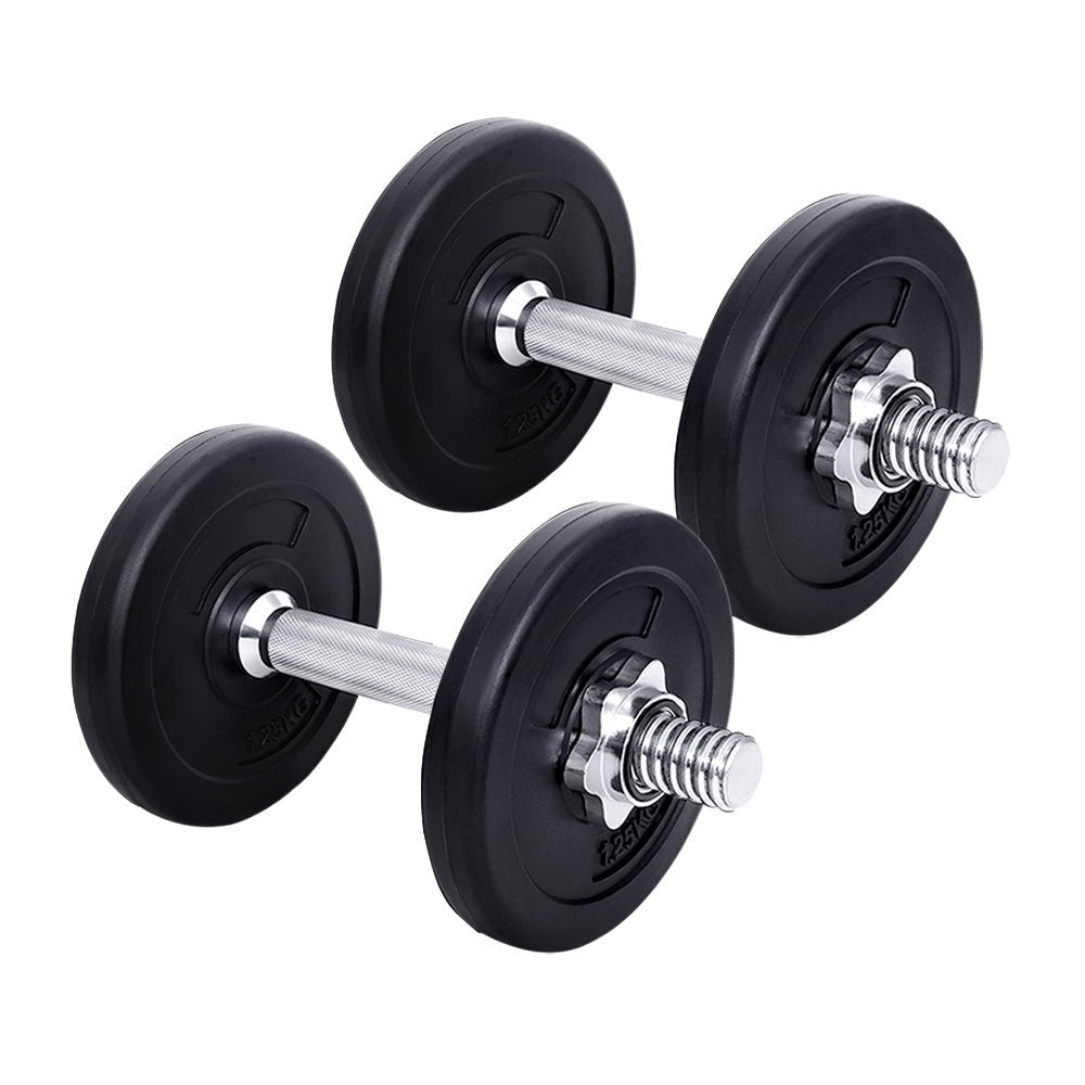 10kg Adjustable Dumbbell Set with Weight Plates - Black and Silver - Sports & Fitness > Exercise, Gym & Fitness > Free Weights - Rivercity House & Home Co. (ABN 18 642 972 209) - Affordable Modern Furniture Australia