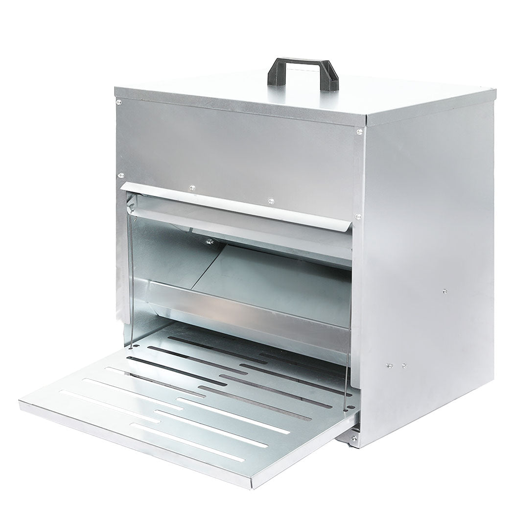 10KG Automatic Chicken Feeder with Step Pedal - Galvanised Steel Silver - Rivercity House & Home Co. (ABN 18 642 972 209) - Affordable Modern Furniture Australia