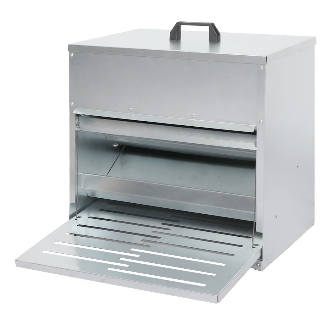 10KG Automatic Chicken Feeder with Step Pedal - Galvanised Steel Silver - Rivercity House & Home Co. (ABN 18 642 972 209) - Affordable Modern Furniture Australia