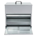 10KG Automatic Chicken Feeder with Step Pedal - Galvanised Steel Silver