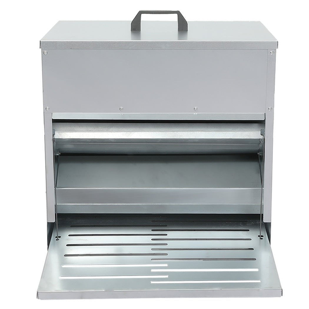 10KG Automatic Chicken Feeder with Step Pedal - Galvanised Steel Silver - Rivercity House & Home Co. (ABN 18 642 972 209) - Affordable Modern Furniture Australia