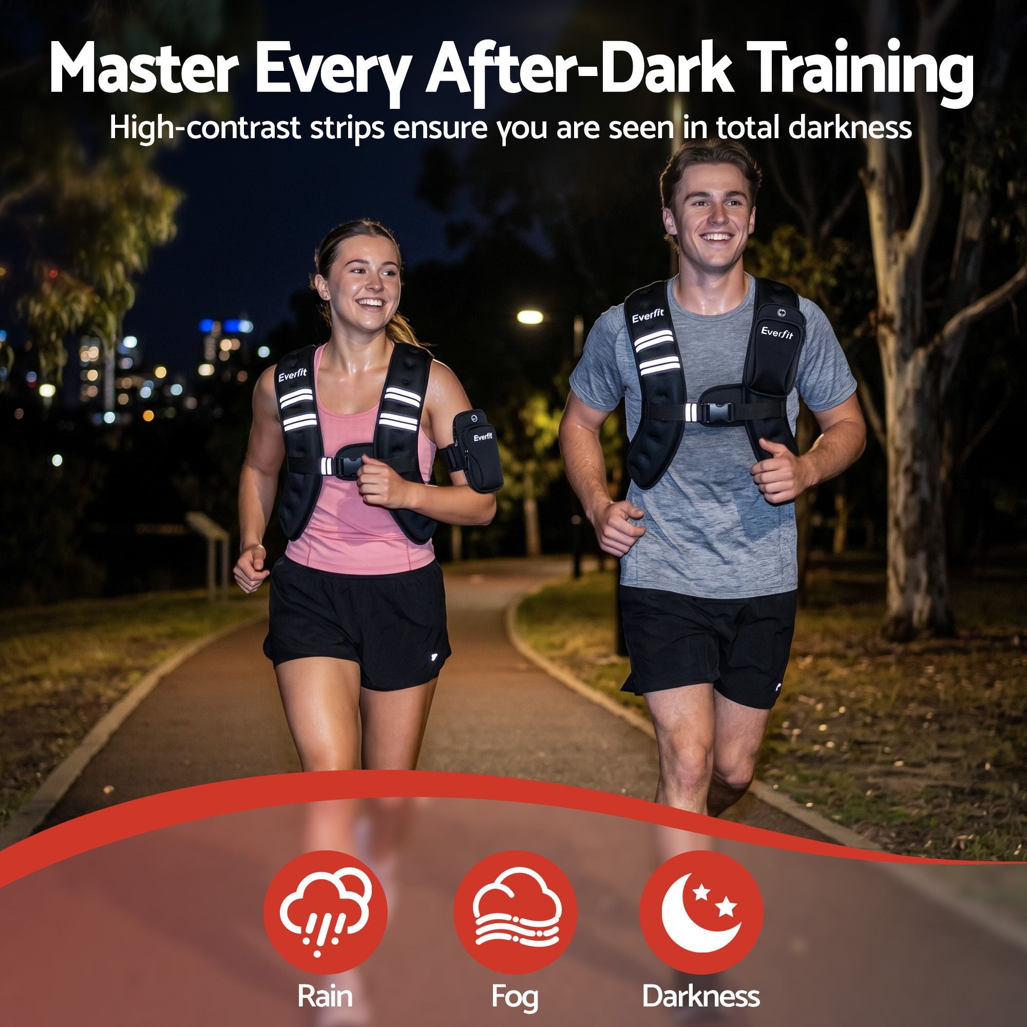 10kg Weighted Vest Men Women, Reflective Running Vest with Armband Pouch - Sports & Fitness > Exercise, Gym & Fitness > Gym Equipment & Accessories - Rivercity House & Home Co. (ABN 18 642 972 209) - Affordable Modern Furniture Australia