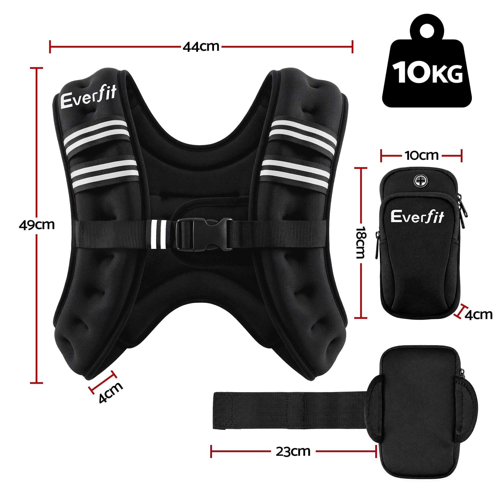 10kg Weighted Vest Men Women, Reflective Running Vest with Armband Pouch - Sports & Fitness > Exercise, Gym & Fitness > Gym Equipment & Accessories - Rivercity House & Home Co. (ABN 18 642 972 209) - Affordable Modern Furniture Australia