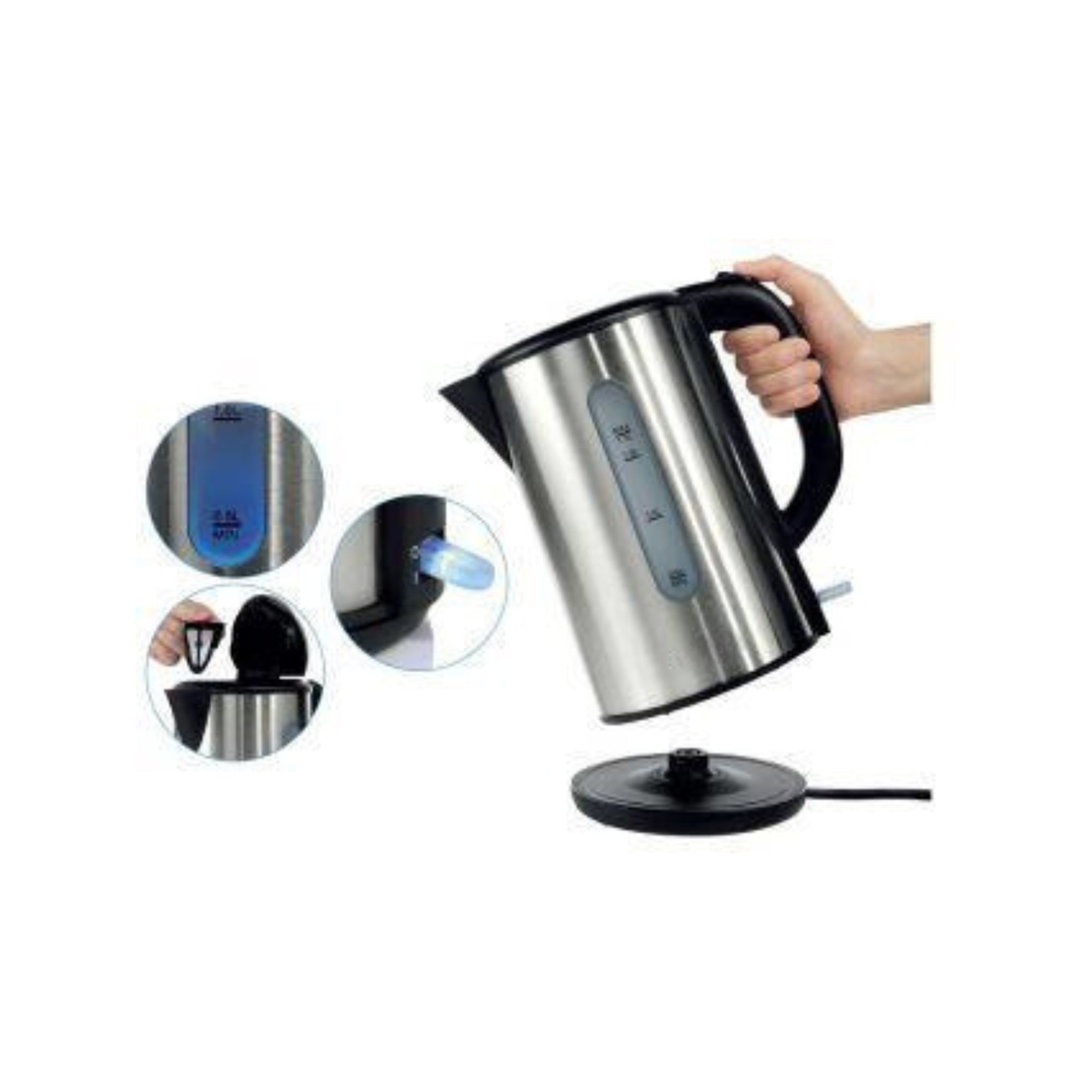 1.0L Brushed Silver Stainless Steel Kettle - Appliances > Kitchen Appliances > Kettles - Rivercity House & Home Co. (ABN 18 642 972 209) - Affordable Modern Furniture Australia