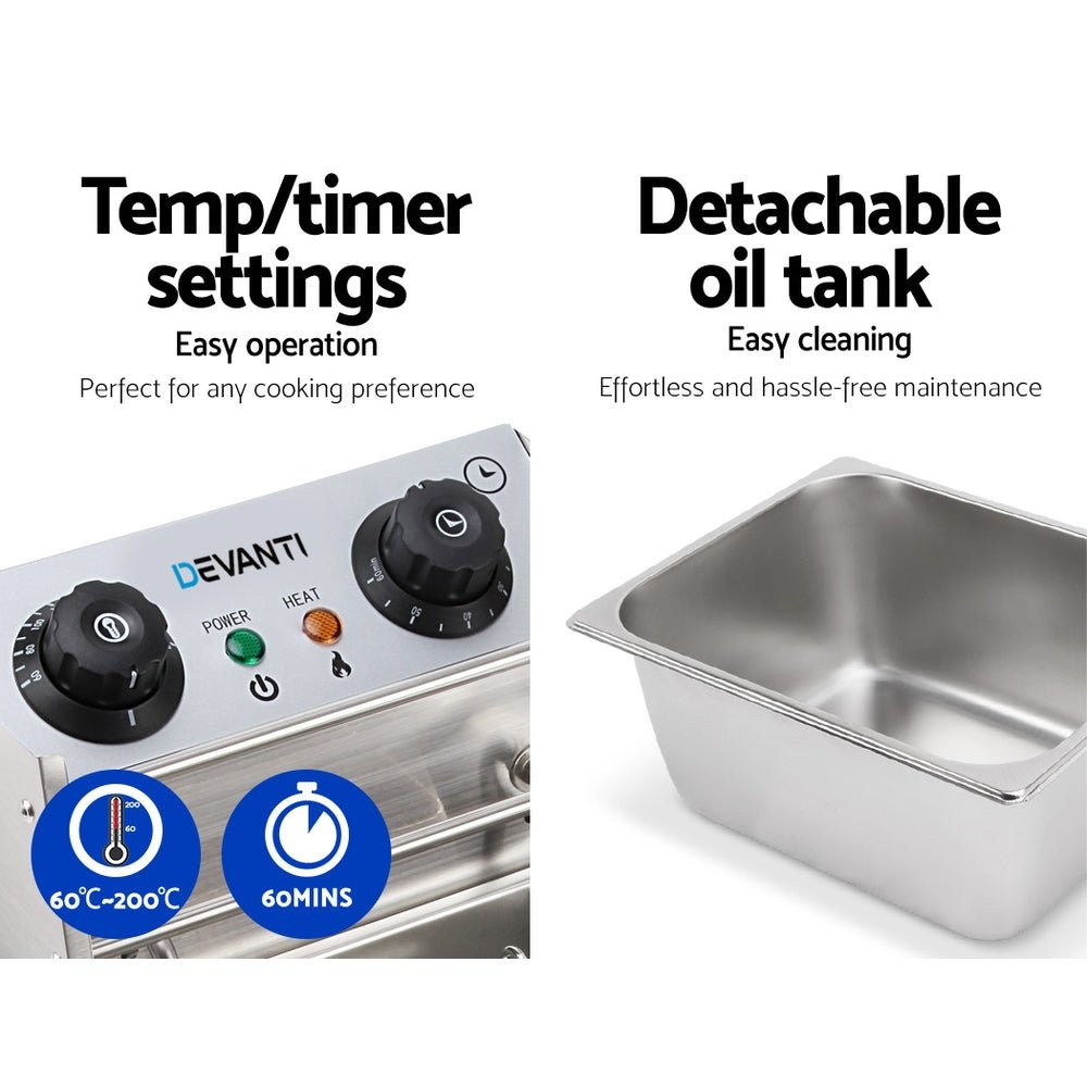 10L Electric Commercial Deep Fryer Single Basket 2200W - Appliances > Kitchen Appliances > Deep Fryers - Rivercity House & Home Co. (ABN 18 642 972 209) - Affordable Modern Furniture Australia