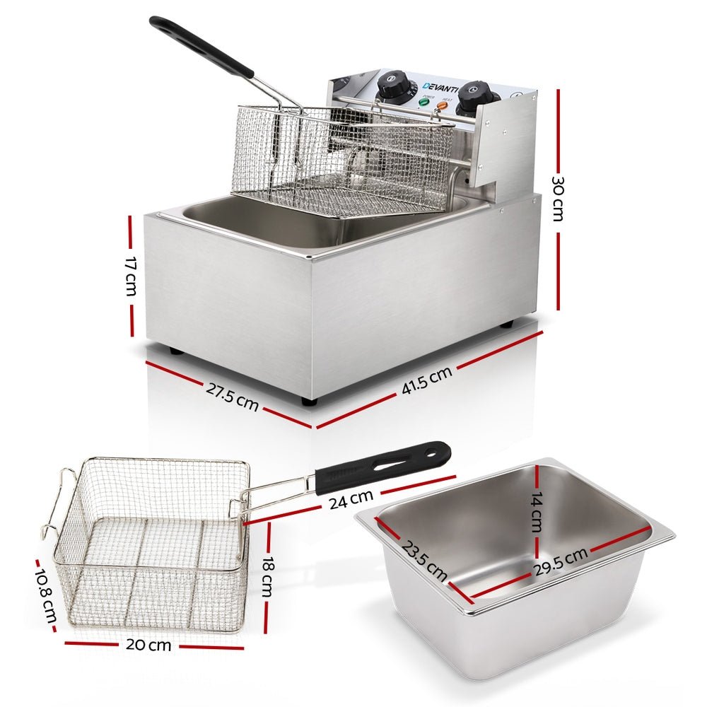 10L Electric Commercial Deep Fryer Single Basket 2200W - Appliances > Kitchen Appliances > Deep Fryers - Rivercity House & Home Co. (ABN 18 642 972 209) - Affordable Modern Furniture Australia