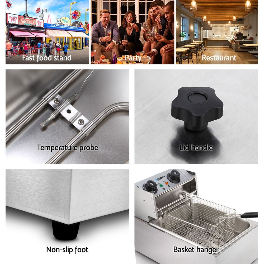 10L Electric Commercial Deep Fryer Single Basket 2200W - Appliances > Kitchen Appliances > Deep Fryers - Rivercity House & Home Co. (ABN 18 642 972 209) - Affordable Modern Furniture Australia