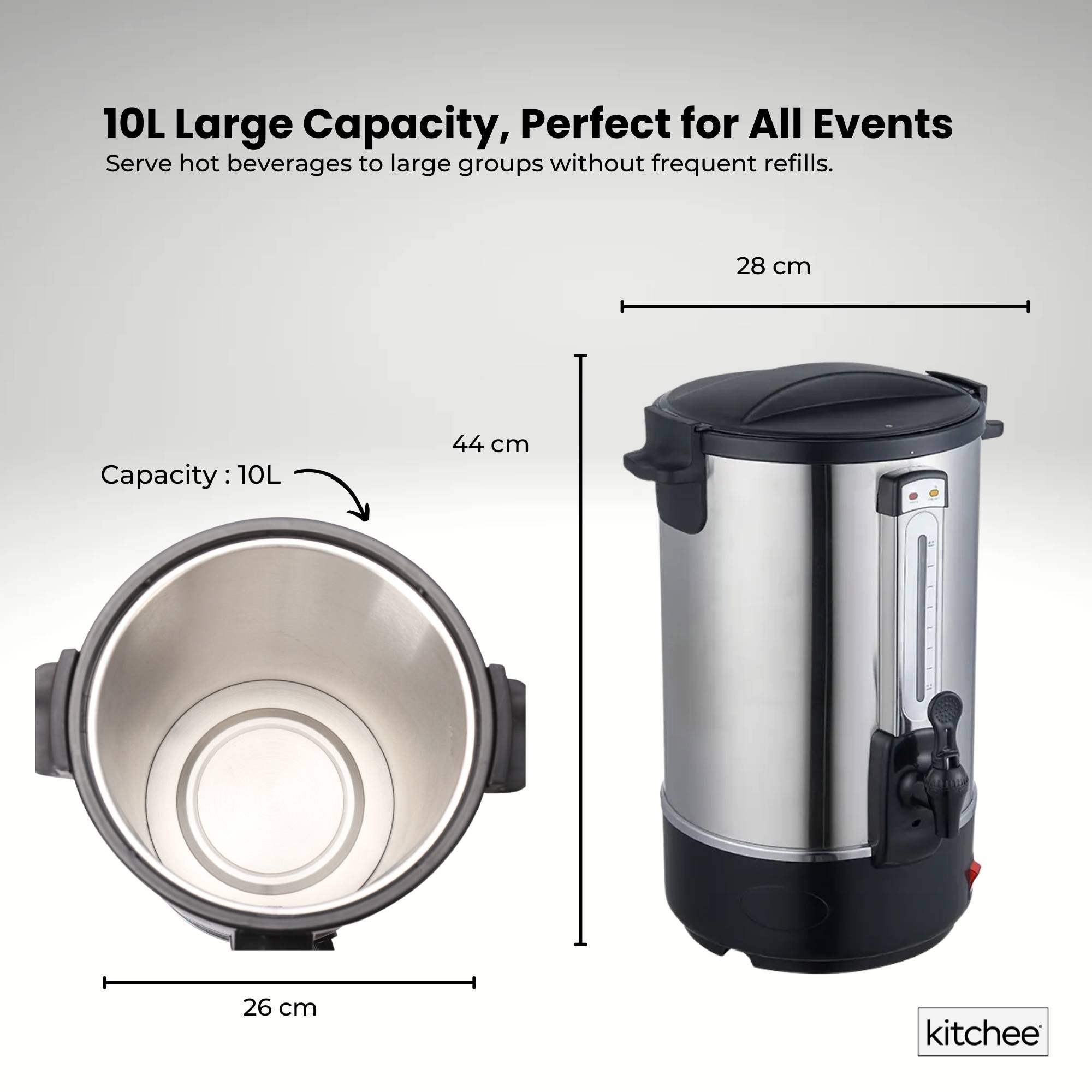 10L Electric Water Boiler - Stainless Steel Commercial Hot Liquid Urn - Appliances > Kitchen Appliances > Kettles - Rivercity House & Home Co. (ABN 18 642 972 209) - Affordable Modern Furniture Australia