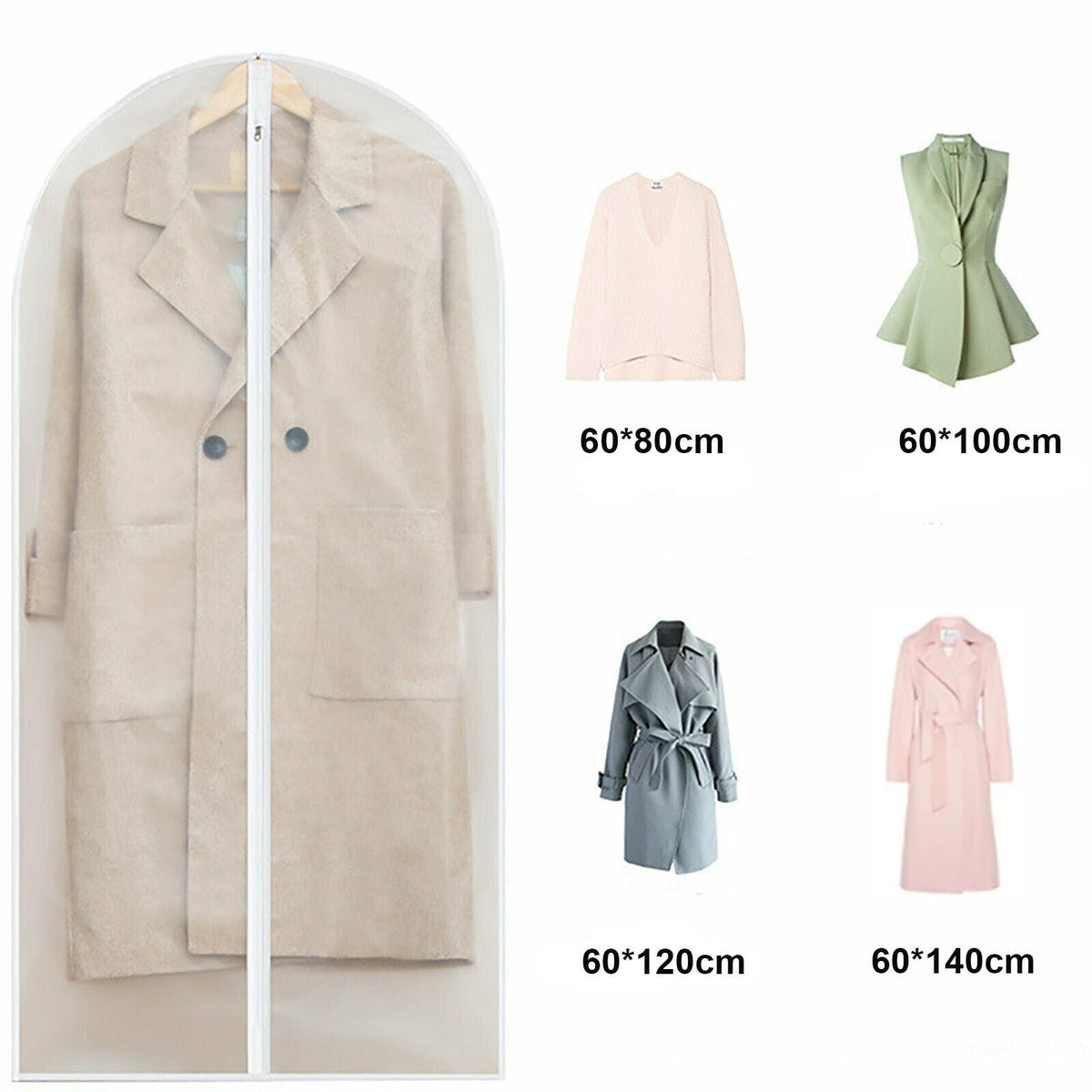 10x Transparent Garment Bags 60x100cm Dustproof Suit Coat Covers Storage - Home & Garden > Storage > Clothing & Wardrobe Storage - Rivercity House & Home Co. (ABN 18 642 972 209) - Affordable Modern Furniture Australia