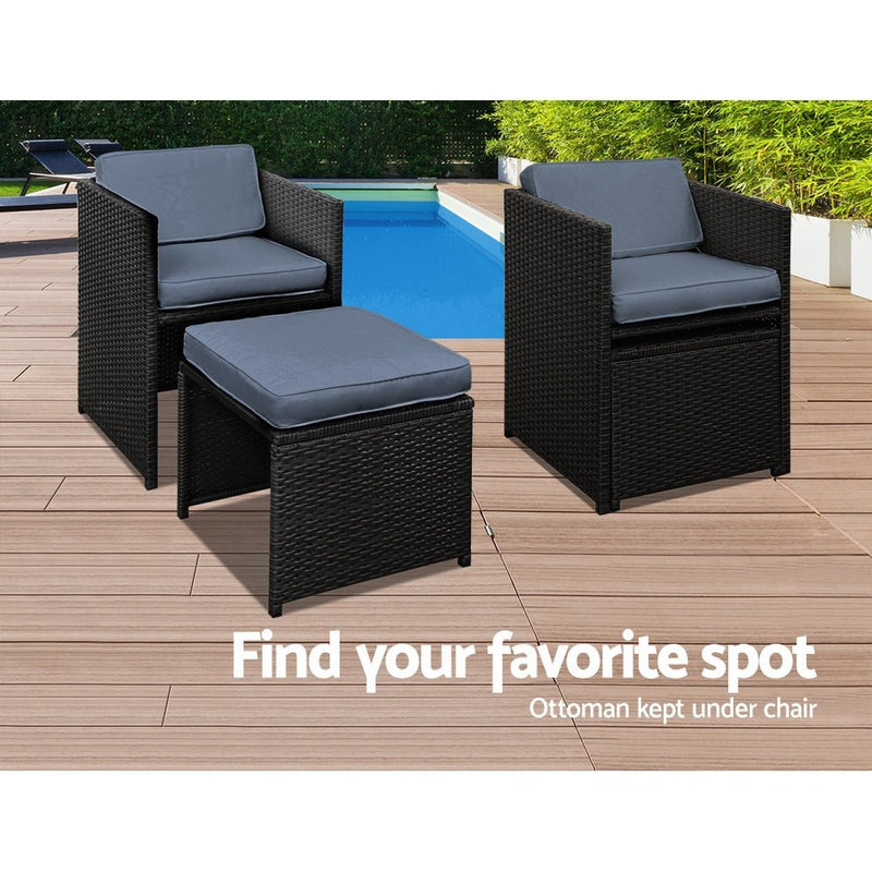 11 Piece Wicker Outdoor Dining Set - Black - Rivercity House & Home Co. (ABN 18 642 972 209) - Affordable Modern Furniture Australia