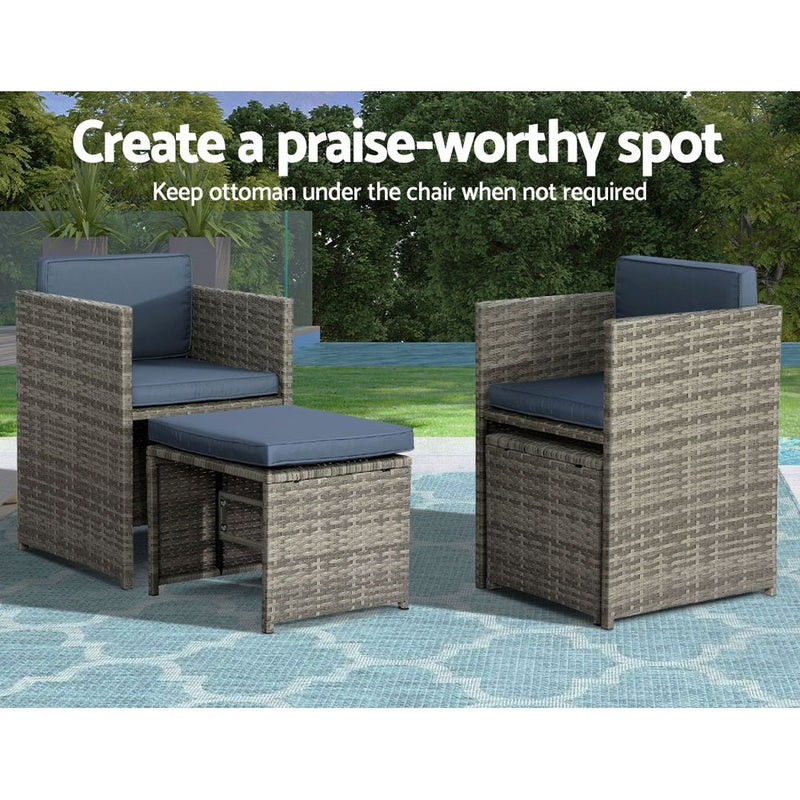 11 Piece Wicker Outdoor Dining Table Set - Grey - Furniture > Outdoor - Rivercity House & Home Co. (ABN 18 642 972 209) - Affordable Modern Furniture Australia