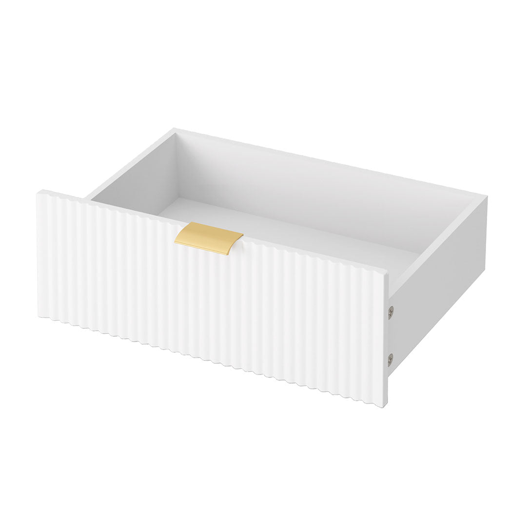 110cm White Coffee Table with Storage Drawer and Open Shelf - White & Gold - Rivercity House & Home Co. (ABN 18 642 972 209) - Affordable Modern Furniture Australia