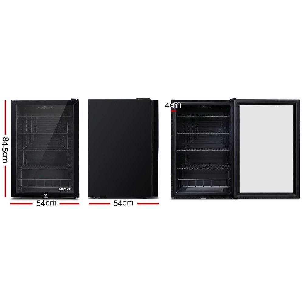 115L Bar Fridge Glass Door w/Light Black - Appliances > Fridges & Freezers > Fridges - Rivercity House & Home Co. (ABN 18 642 972 209) - Affordable Modern Furniture Australia