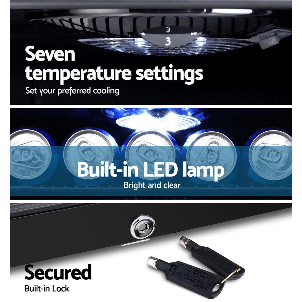 115L Bar Fridge Glass Door w/Light Black - Appliances > Fridges & Freezers > Fridges - Rivercity House & Home Co. (ABN 18 642 972 209) - Affordable Modern Furniture Australia