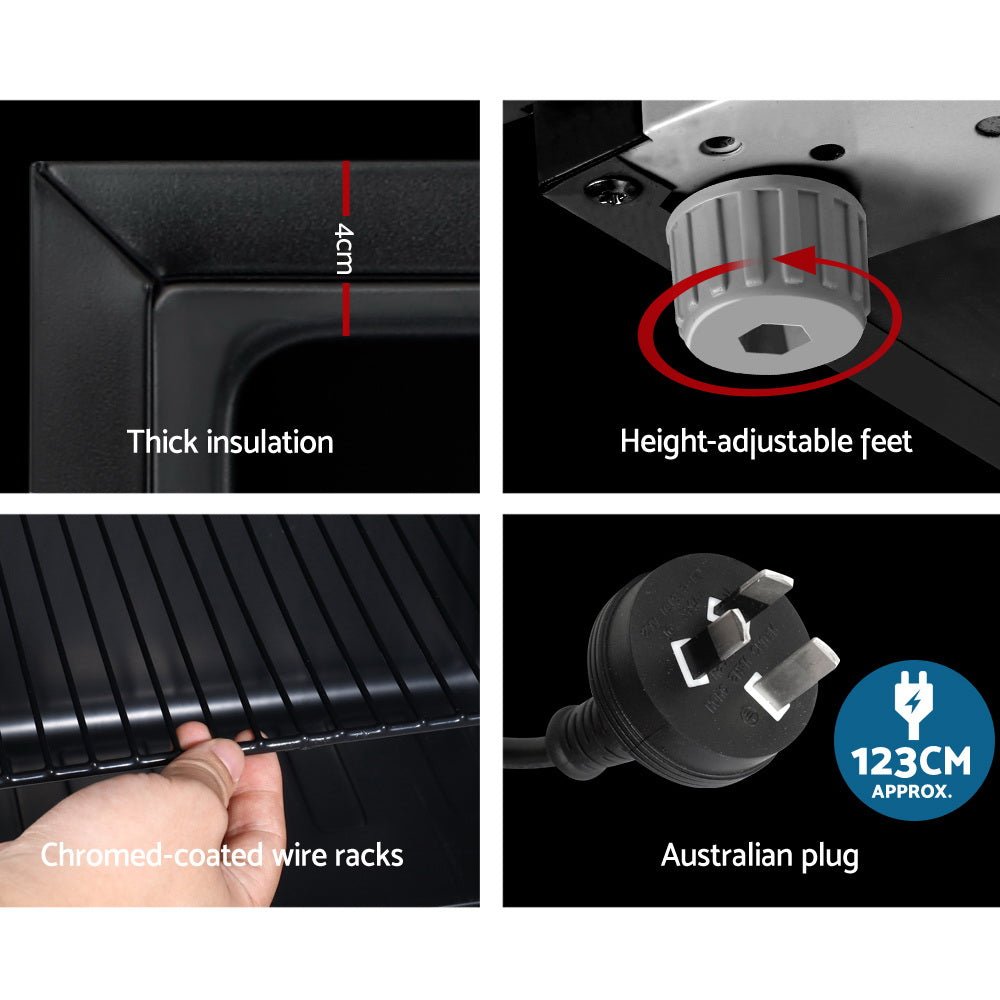 115L Bar Fridge Glass Door w/Light Black - Appliances > Fridges & Freezers > Fridges - Rivercity House & Home Co. (ABN 18 642 972 209) - Affordable Modern Furniture Australia