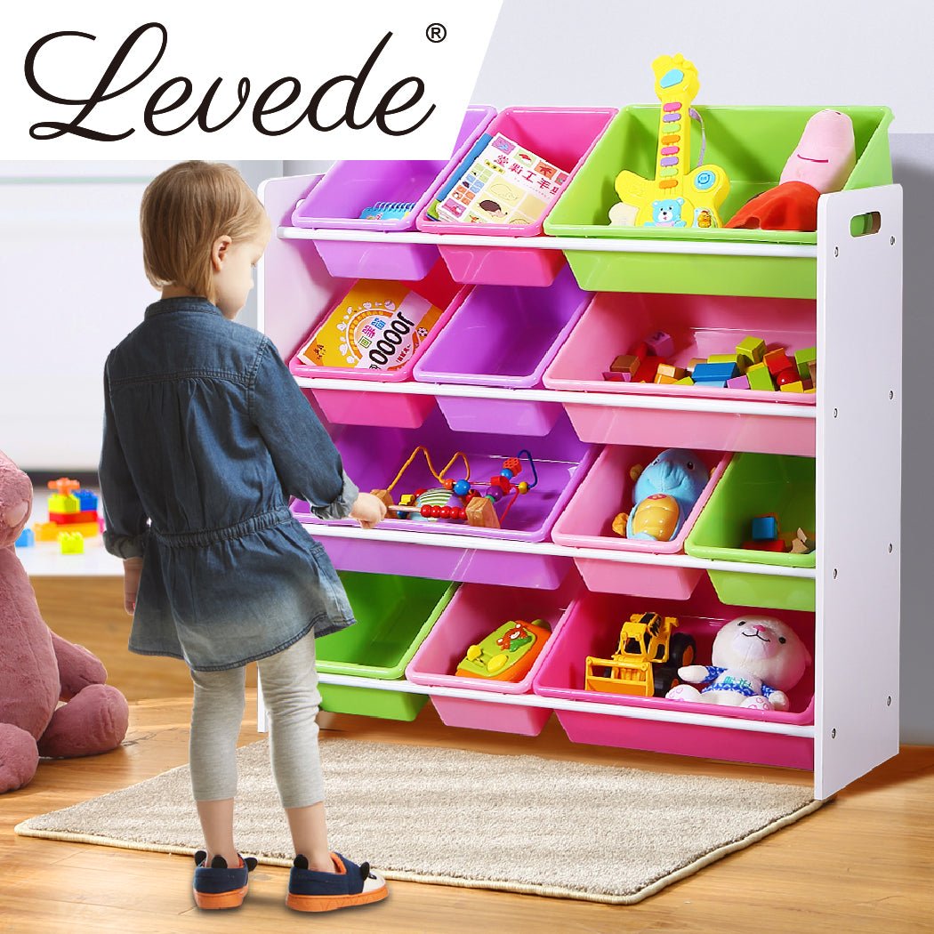 12 - Bin Kids Toy Organizer and Bookshelf with Multi - Color Bins - White Frame - Rivercity House & Home Co. (ABN 18 642 972 209) - Affordable Modern Furniture Australia