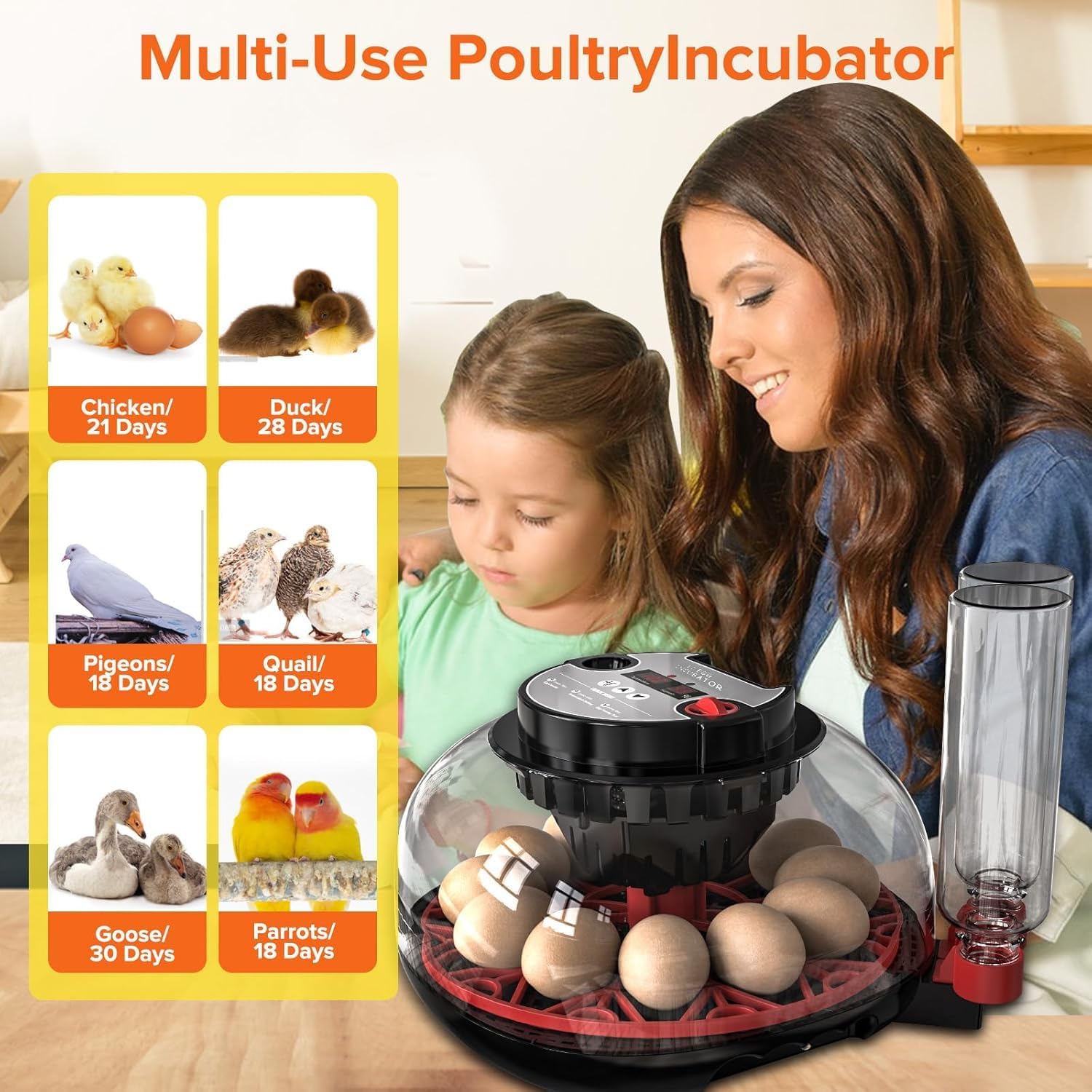 12 Egg Incubator with Automatic Turning, LED Display, Humidity & Temperature Control, Auto Water System, Built - in Egg Candler - White - Appliances > Aroma Diffusers & Humidifiers > Humidifiers - Rivercity House & Home Co. (ABN 18 642 972 209) - Affordable Modern Furniture Australia