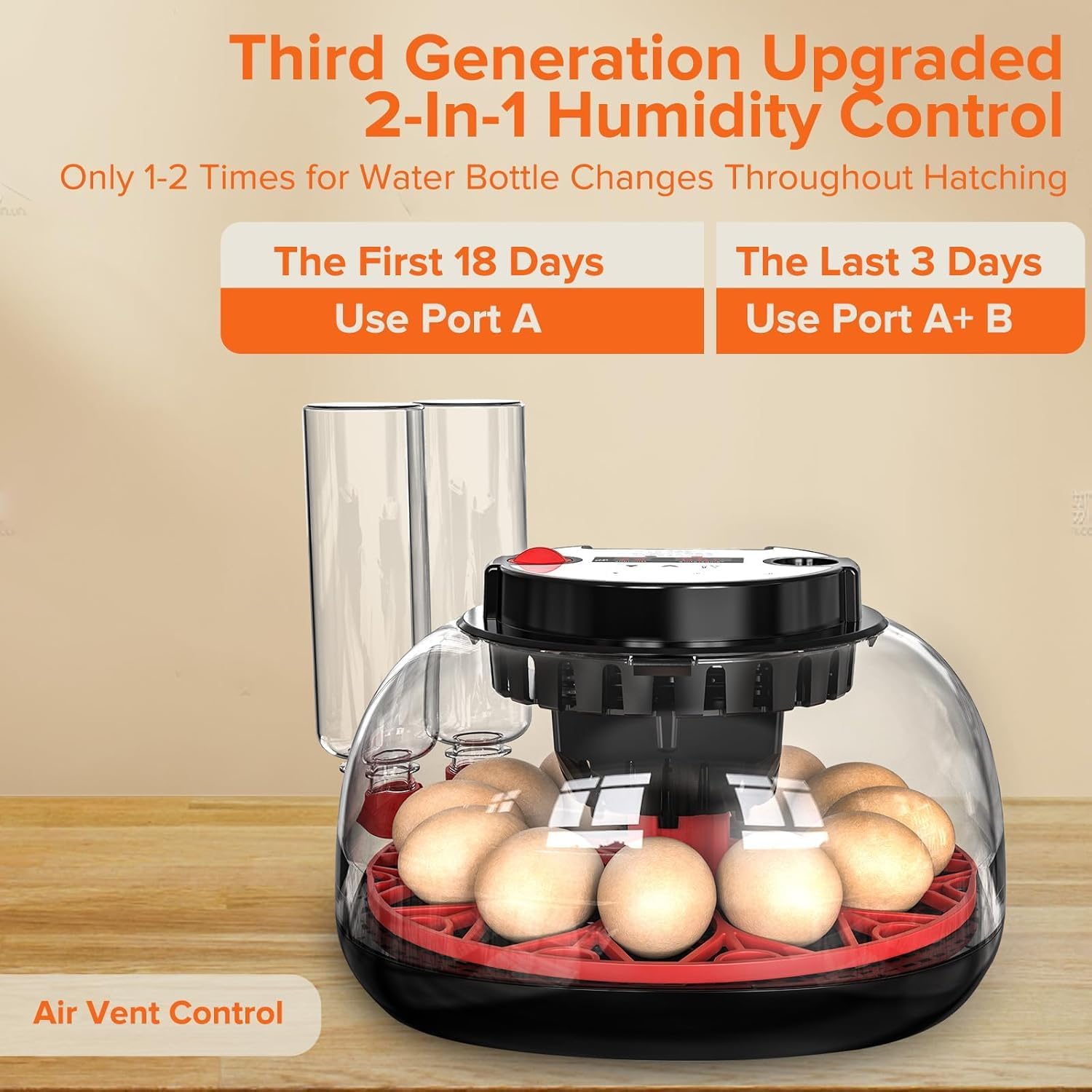 12 Egg Incubator with Automatic Turning, LED Display, Humidity & Temperature Control, Auto Water System, Built - in Egg Candler - White - Appliances > Aroma Diffusers & Humidifiers > Humidifiers - Rivercity House & Home Co. (ABN 18 642 972 209) - Affordable Modern Furniture Australia