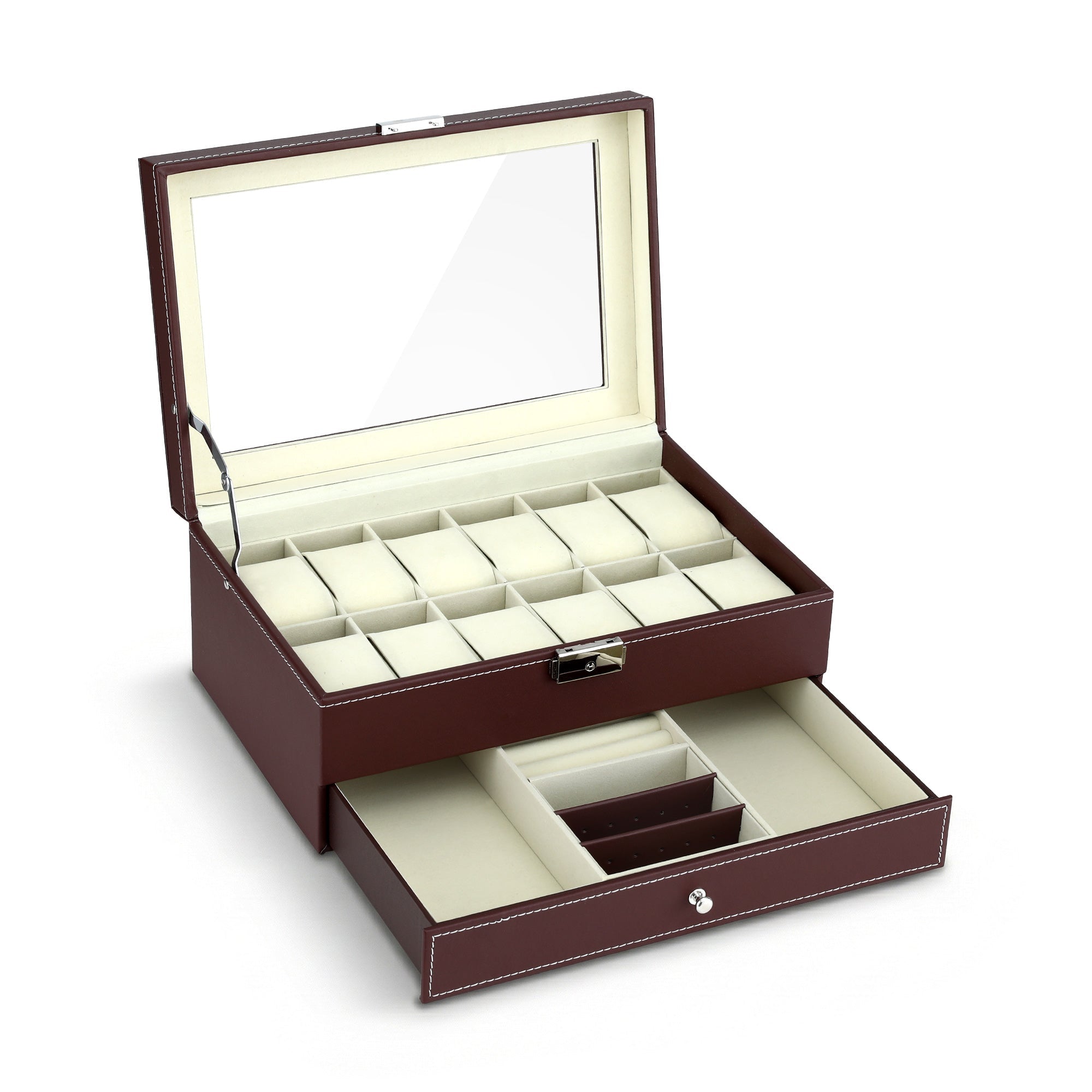 12 Grids Watch Box Organizer Case Jewelry Display Storage Showcase - Fashion > Men's Fashion > Men's Accessories - Rivercity House & Home Co. (ABN 18 642 972 209) - Affordable Modern Furniture Australia