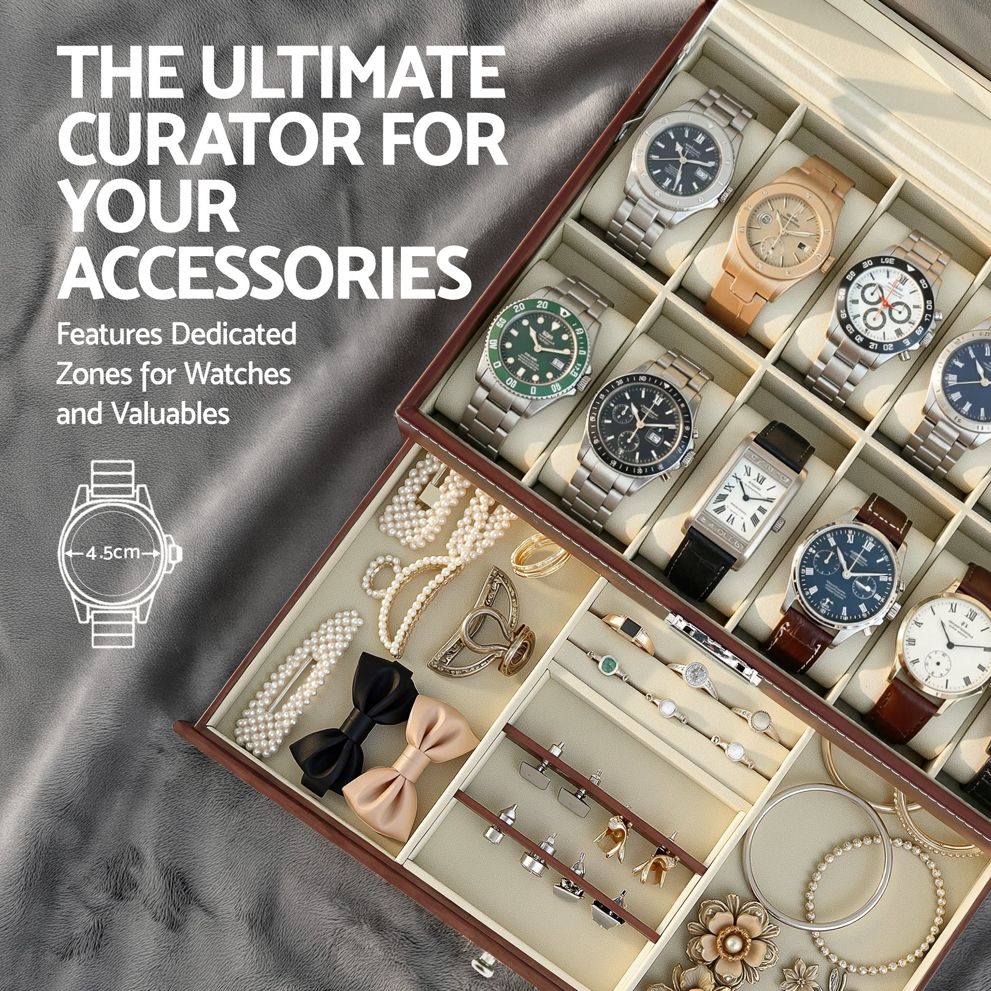 12 Grids Watch Box Organizer Case Jewelry Display Storage Showcase - Fashion > Men's Fashion > Men's Accessories - Rivercity House & Home Co. (ABN 18 642 972 209) - Affordable Modern Furniture Australia