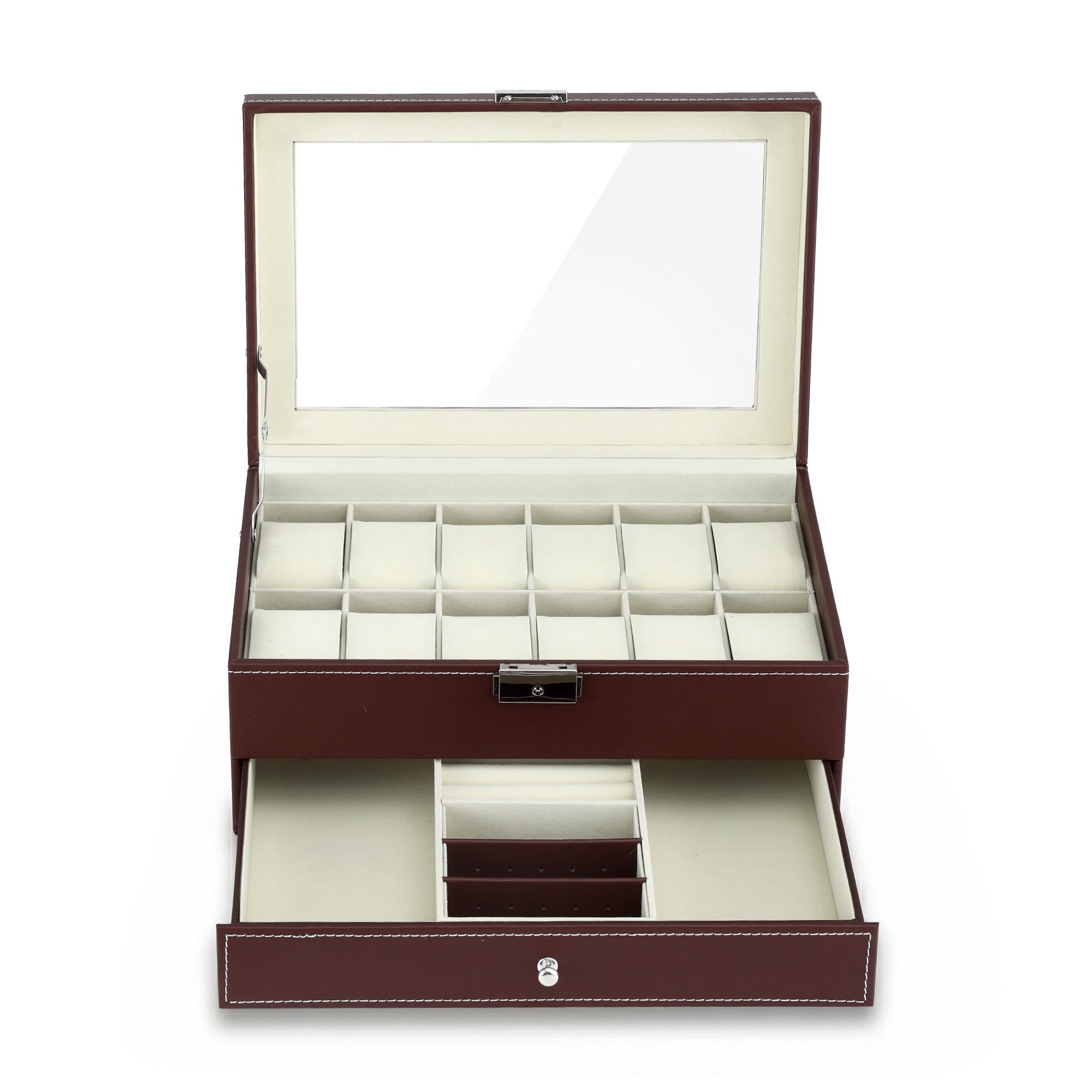 12 Grids Watch Box Organizer Case Jewelry Display Storage Showcase - Fashion > Men's Fashion > Men's Accessories - Rivercity House & Home Co. (ABN 18 642 972 209) - Affordable Modern Furniture Australia