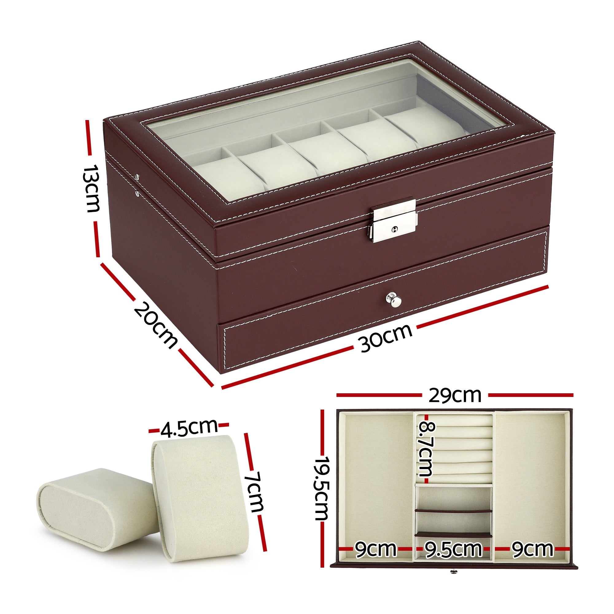 12 Grids Watch Box Organizer Case Jewelry Display Storage Showcase - Fashion > Men's Fashion > Men's Accessories - Rivercity House & Home Co. (ABN 18 642 972 209) - Affordable Modern Furniture Australia