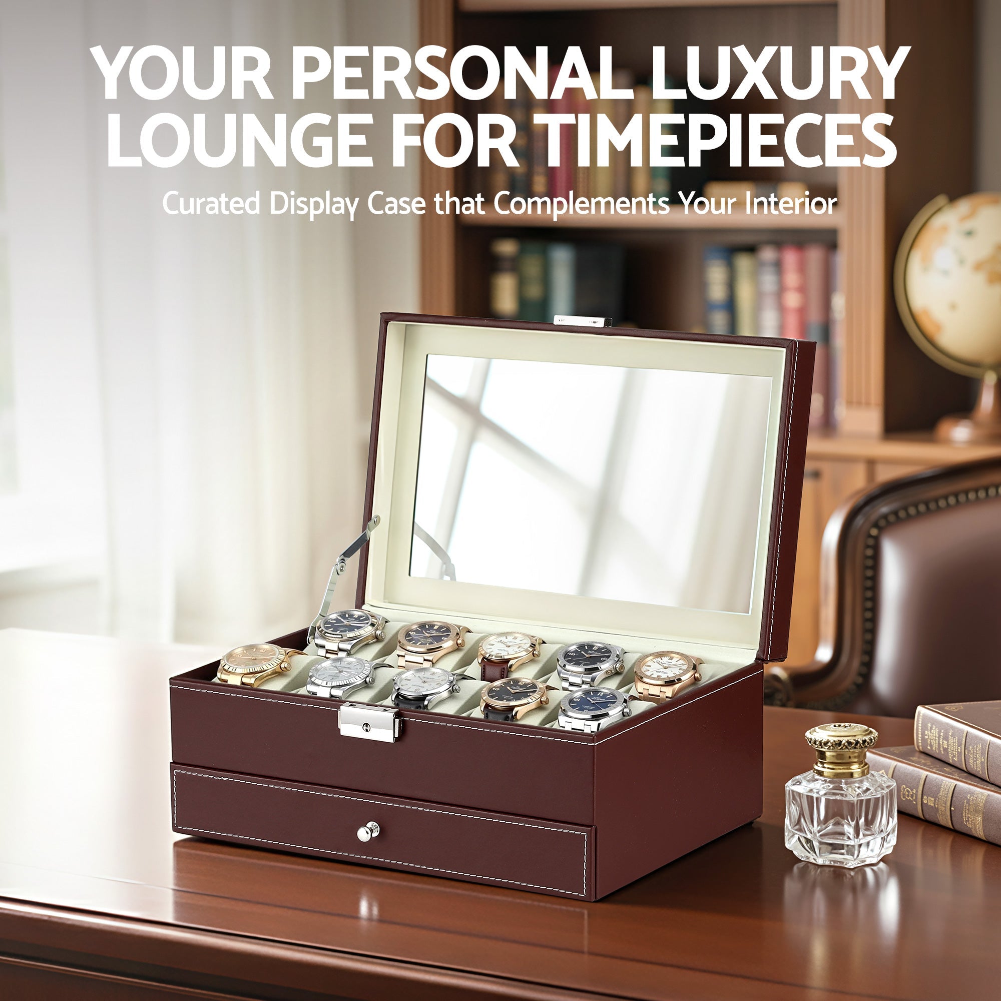12 Grids Watch Box Organizer Case Jewelry Display Storage Showcase - Fashion > Men's Fashion > Men's Accessories - Rivercity House & Home Co. (ABN 18 642 972 209) - Affordable Modern Furniture Australia