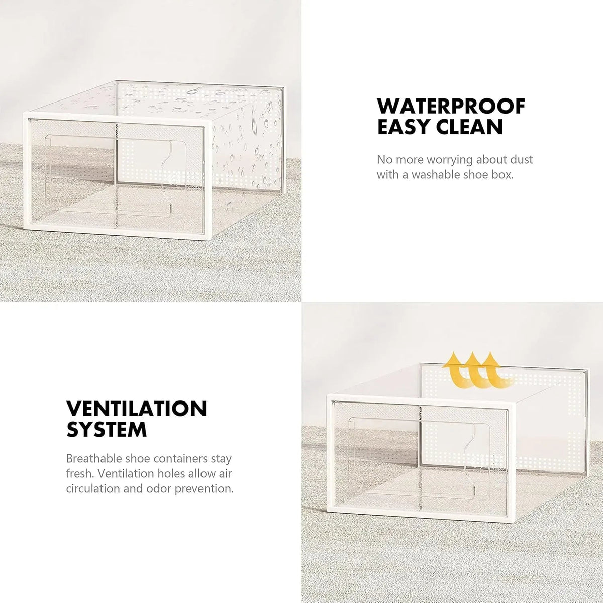 12-Pack Clear Stackable Shoe Storage Boxes 33x23x14cm - White - Furniture > Living Room > Shoe Storage - Rivercity House & Home Co. (ABN 18 642 972 209) - Affordable Modern Furniture Australia