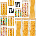 12 Pack Glass Storage Jars with Airtight Bamboo Lids for Kitchen Pantry - Clear