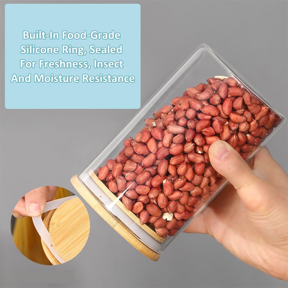 12 Pack Glass Storage Jars with Bamboo Lids for Kitchen Pantry, Pasta, Snacks, Cookies, Candy & More - Home & Garden > Kitchenware > Food Storage - Rivercity House & Home Co. (ABN 18 642 972 209) - Affordable Modern Furniture Australia