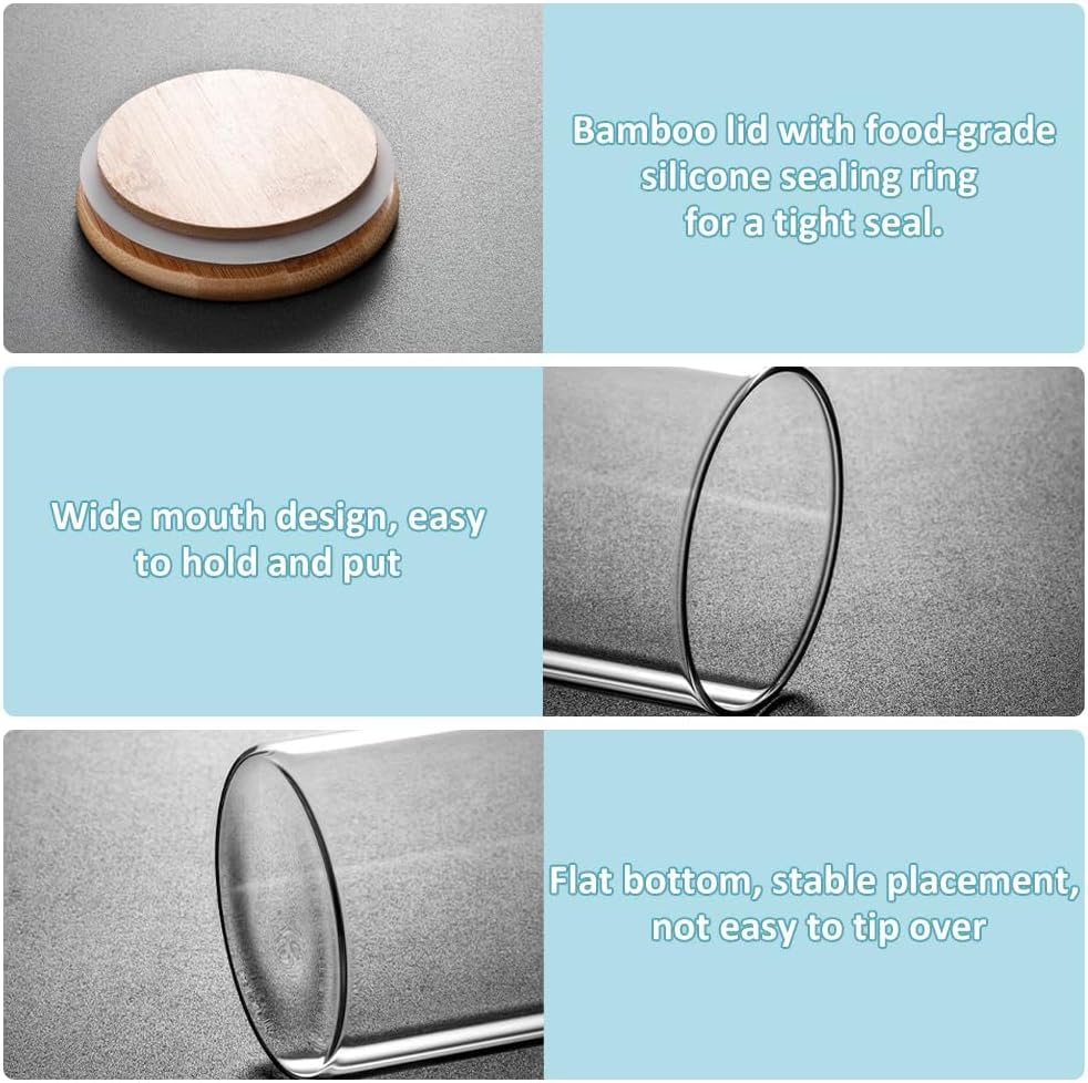 12 Pack Glass Storage Jars with Bamboo Lids for Kitchen Pantry, Pasta, Snacks, Cookies, Candy & More - Home & Garden > Kitchenware > Food Storage - Rivercity House & Home Co. (ABN 18 642 972 209) - Affordable Modern Furniture Australia