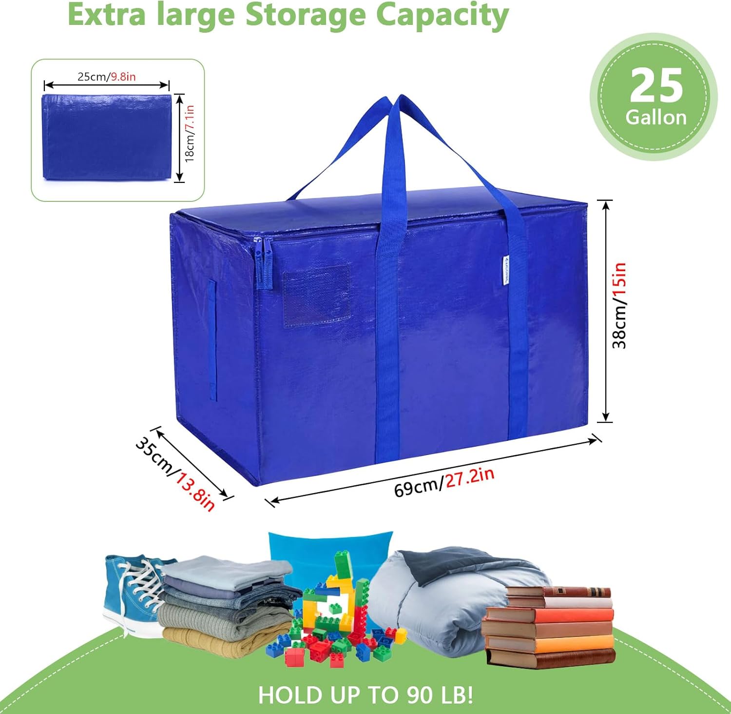 12 - Pack Large 95L Moving Storage Bags with Zippers & Handles for Travel, Camping & Organization - Blue - Home & Garden > Travel > Duffel Bags - Rivercity House & Home Co. (ABN 18 642 972 209) - Affordable Modern Furniture Australia