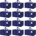 12-Pack Large 95L Moving Storage Bags with Zippers & Handles for Travel, Camping & Organization - Blue