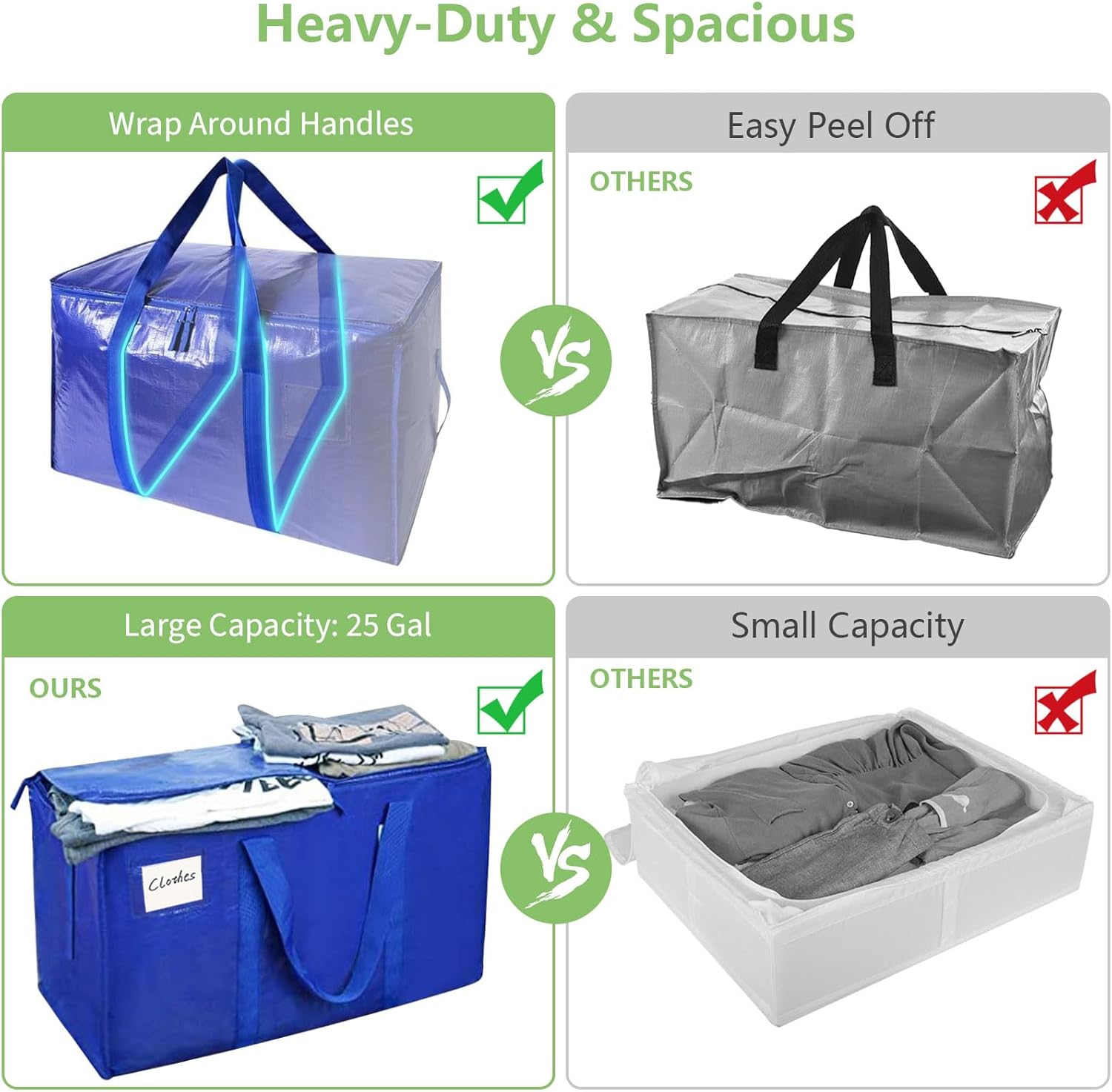 12 - Pack Large 95L Moving Storage Bags with Zippers & Handles for Travel, Camping & Organization - Blue - Home & Garden > Travel > Duffel Bags - Rivercity House & Home Co. (ABN 18 642 972 209) - Affordable Modern Furniture Australia